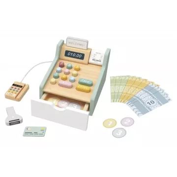 Tooky Toy: Pénztárgép kiegészítőkkel fából - . kép