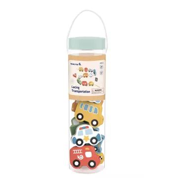 Tooky Toy: Felfűzhető kisautók fából - . kép