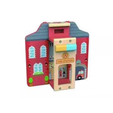 Tooky Toy: Mașină de pompieri din lemn cu accesorii - .foto