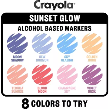 Crayola: Markere pentru artă - Set de carioci în culorile apusului, 8 buc. - .foto
