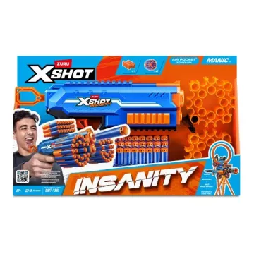 ZURU X-Shot Insanity: pistol cu bureți Manic, 24 proiectile – Seria 1 - .foto