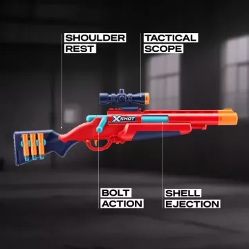 ZURU X-Shot Excel: pușcă de lunetist cu bureți, cu ejectare a tuburilor – seria 1 - .foto