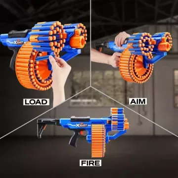 ZURU X-Shot Insanity: Blitz Hammer revolver cu bureți, 48 proiectile – seria 1 - .foto