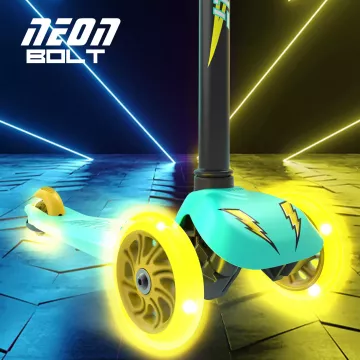 Yvolution: Neon Bolt háromkerekű roller világító kerékkel - Zöld-CSOMAGOLÁSSÉRÜLT - . kép
