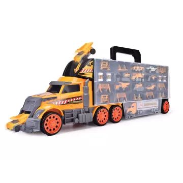 Dickie: Velik tovornjak za prevoz avtomobilov z 9 malimi avtomobili - 62 cm, črno-oranžen - .slika