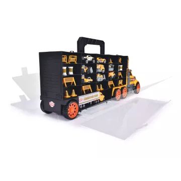 Dickie: Riesen-Autotransporter mit 9 Spielzeugautos – 62 cm, schwarz-orange - . bild aus