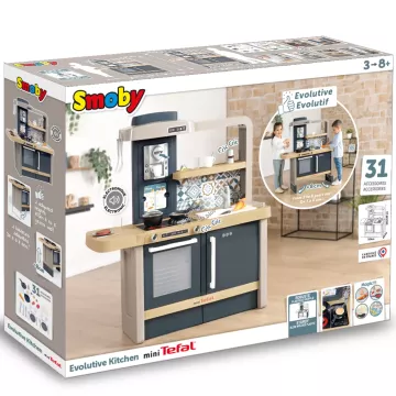 Smoby: Bucătărie de joacă interactivă Tefal Evolutive - 31 piese, AMBALAJ DETERIORAT - .foto
