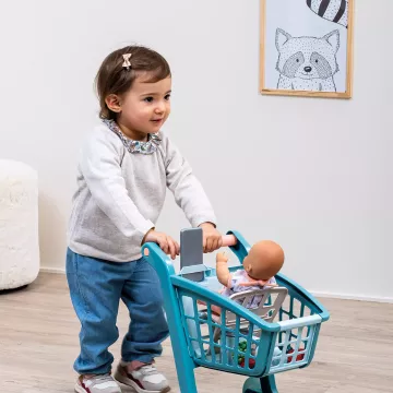 Écoiffier: Bevásárlókocsi játékbabával és kiegészítőkkel - . kép