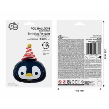 Balon folie pinguin de ziua de naștere - 41 x 50 cm, ambalat - .foto