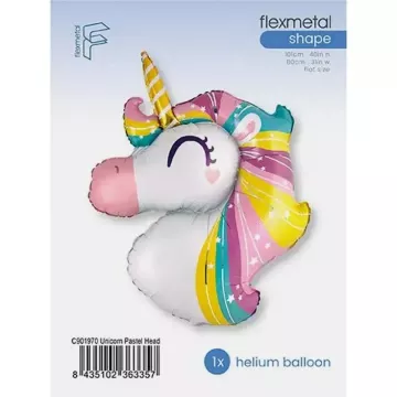Csodálatos unikornis fólia lufi - 60 cm, csomagolt - . kép