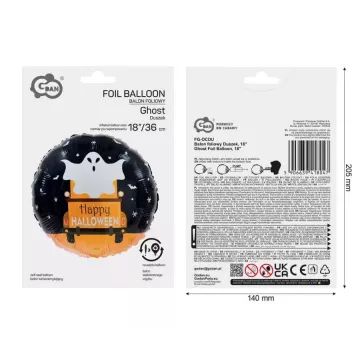 Spookvormige folieballon - 46 cm, verpakt - .afbeelding