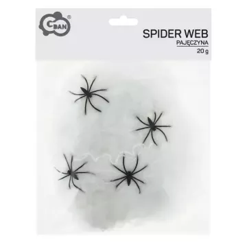Decorațiune de Halloween cu pânză de păianjen și păianjeni – cu plasă albă - .foto