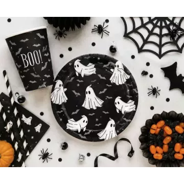 Boo! Pahare din hârtie cu model de fantomă – 266 ml, set de 6 bucăți - .foto