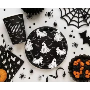 Boe! Papieren bord met spookmotief – 18 cm, set van 6 - .afbeelding