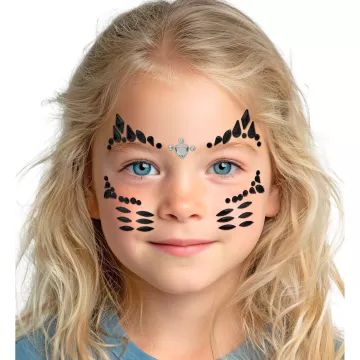 Ansigtsstickers med krystalsten – Kat - .billede