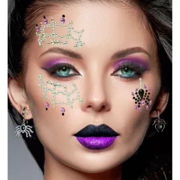 Sticker pentru față cu pietre strălucitoare – model Păianjen - .foto