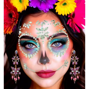 Abțibild facial cu cristale – Día de los Muertos - .foto