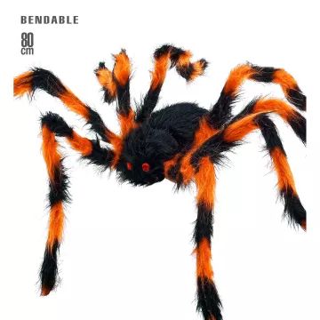 Kæmpeedderkop med bøjelige ben – sort/orange, 80 cm - .billede