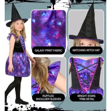 Vestito da strega fantasia blu-viola - taglia 128 - .immagine