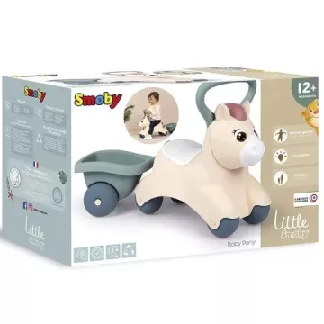 Little Smoby: Póni bébijárgány utánfutóval és ülés alatti játéktárolóval - bézs-zöld-CSOMAGOLÁSSÉRÜLT - . kép