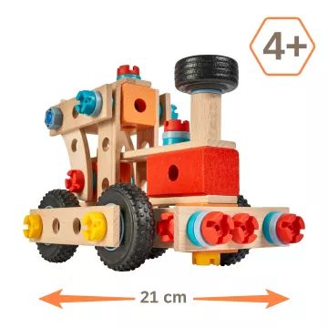 Eichhorn Construct: locomotivă din lemn de asamblat, set 93 piese - .foto