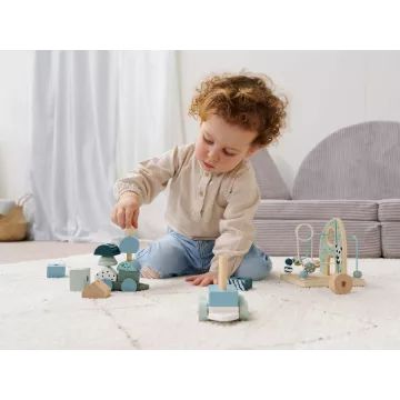 Eichhorn : petit train en bois motif panda avec blocs de construction - .image