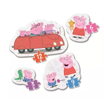 Clementoni: Peppa Pig – Primul meu puzzle, 3-6-9-12 piese - .foto