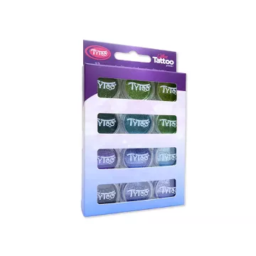 TyToo: Set sclipici pentru tatuaje cu sclipici - 12 x 2,5 ml, culori reci - .foto