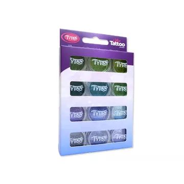TyToo: Set di glitter per tatuaggi glitterati - 12 x 2,5 ml, colori freddi - .immagine