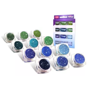 TyToo: Set sclipici pentru tatuaje cu sclipici - 12 x 2,5 ml, culori reci - .foto