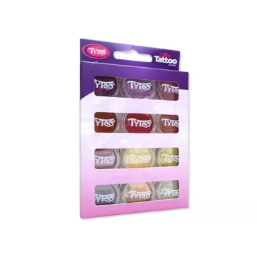 TyToo: Set de sclipici pentru tatuaje temporare - 12 x 2,5 ml, culori calde - .foto