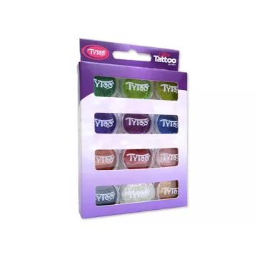TyToo: Set di glitter per tatuaggi glitter - 12 x 2,5 ml, colori base - .immagine