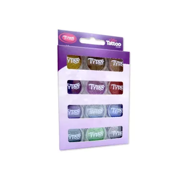 TyToo: Csillámpor szett csillámtetováláshoz - 12 x 2,5 ml, kiegészítő színek - . kép