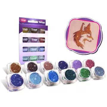 TyToo: Conjunto de glitter para tatuagem brilhante - 12 x 2,5 ml, cores complementares - .Imagem