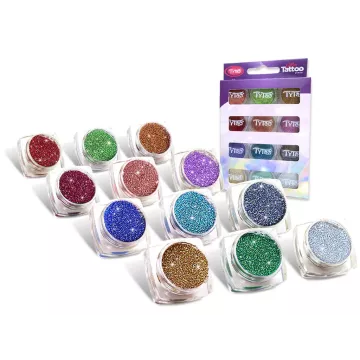 TyToo: Set de sclipici pentru tatuaje cu sclipici - 12 x 2,5 ml, culori mixte - .foto