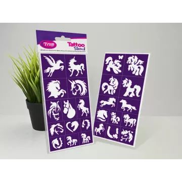 TyToo : Ensemble de pochoirs chevaux et poneys pour tatouages pailletés - .image