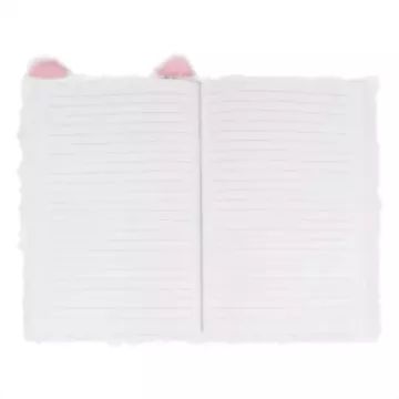 Cuaderno forrado de peluche - gatita blanca, A5 - .imagen