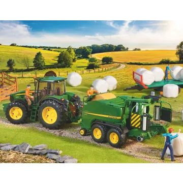 Prasa rolująca Bruder John Deere C441R z komorą owijania folią - .zdjęcie 
