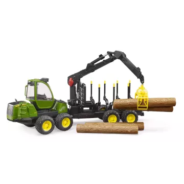 Bruder John Deere 1210E kihordó erdészeti gép markolóval és 4 fatörzzsel - . kép
