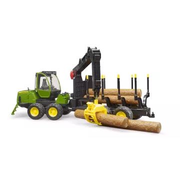Bruder John Deere 1210E bosbouw forwarder met grijper en 4 boomstammen - .afbeelding