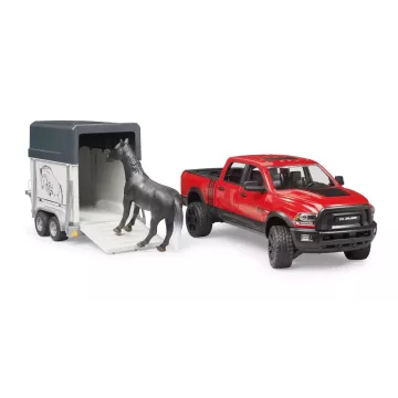 Bruder RAM 2500 Power Wagon cu remorcă pentru transport de cai și 1 cal - .foto