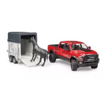 Bruder RAM 2500 Power Wagon reboque para transporte de cavalos e 1 cavalo - .Imagem