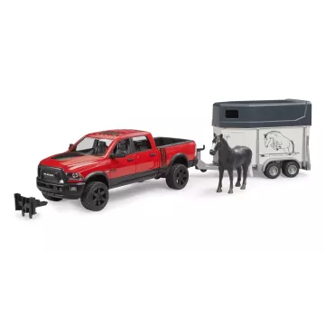 Bruder RAM 2500 Power Wagon lószállító utánfutóval és 1 lóval - . kép