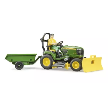 Bruder bworld tractor de tuns iarba John Deere cu remorcă și grădinar - .foto