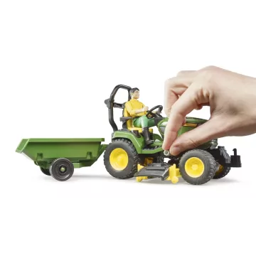 Bruder bworld tractor de tuns iarba John Deere cu remorcă și grădinar - .foto