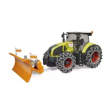 Bruder Claas Axion 950 z łańcuchami śniegowymi i pługiem - .zdjęcie 