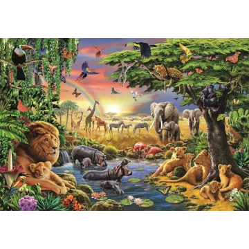 Clementoni: Afrikai állatok gyülekezője puzzle - 2000 db-os - . kép