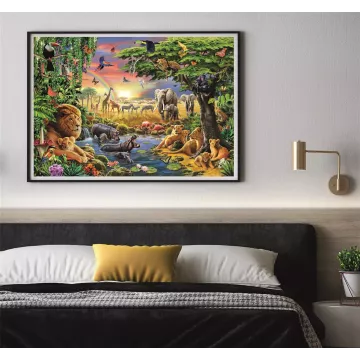 Clementoni: Afrikai állatok gyülekezője puzzle - 2000 db-os - . kép