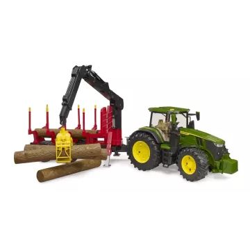 Bruder John Deere 7R 350 bosbouwaanhanger met 4 boomstammen - .afbeelding