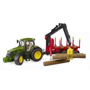 Bruder John Deere 7R 350 metsandushaagise ja 4 palkidega - .pilt